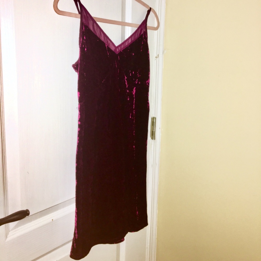 Faux velvet burgundy adjustable strap cute dress